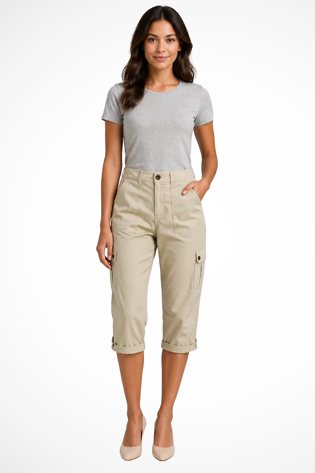 Cropped Cargohose für Damen
