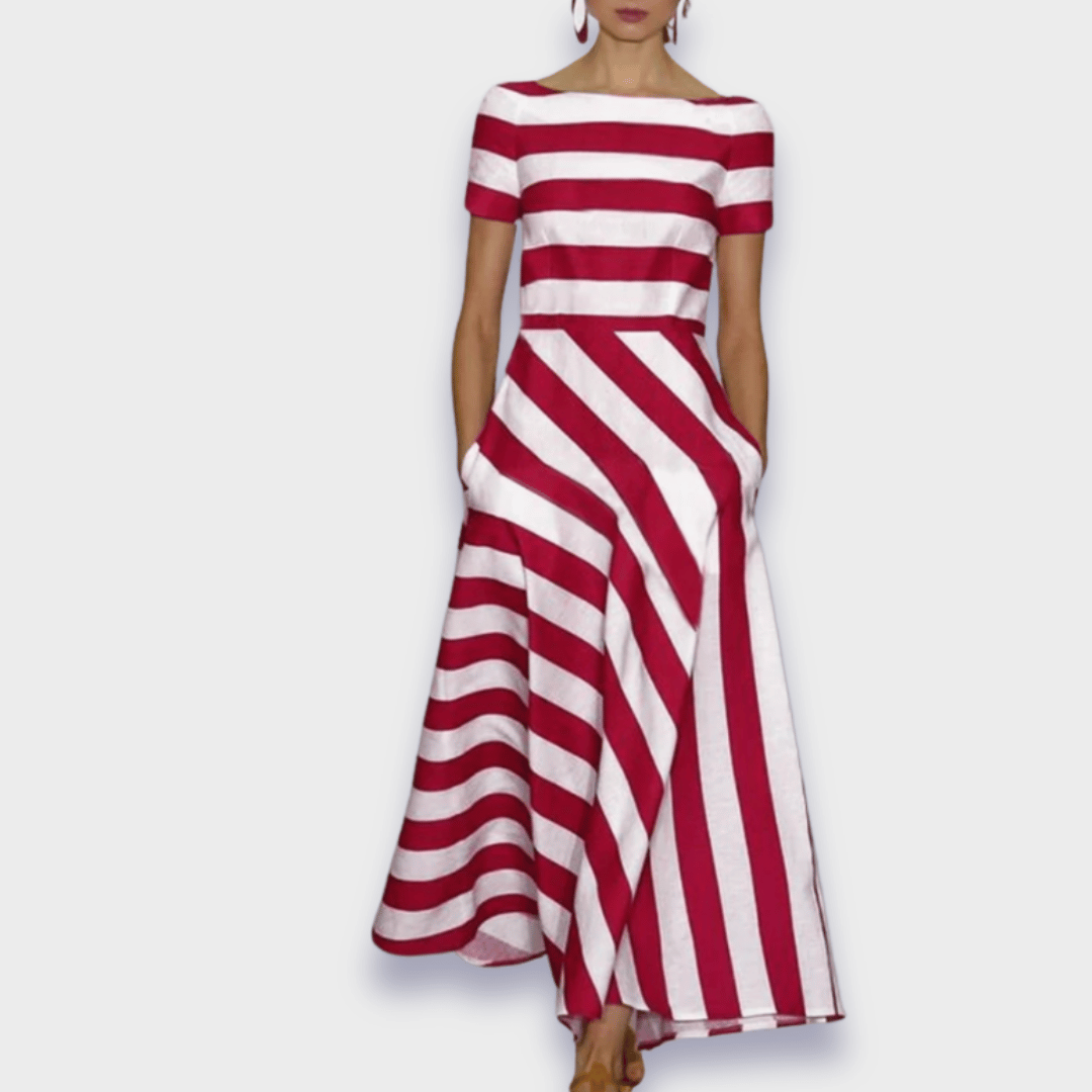Gestreiftes A-Linien-Midikleid für Damen