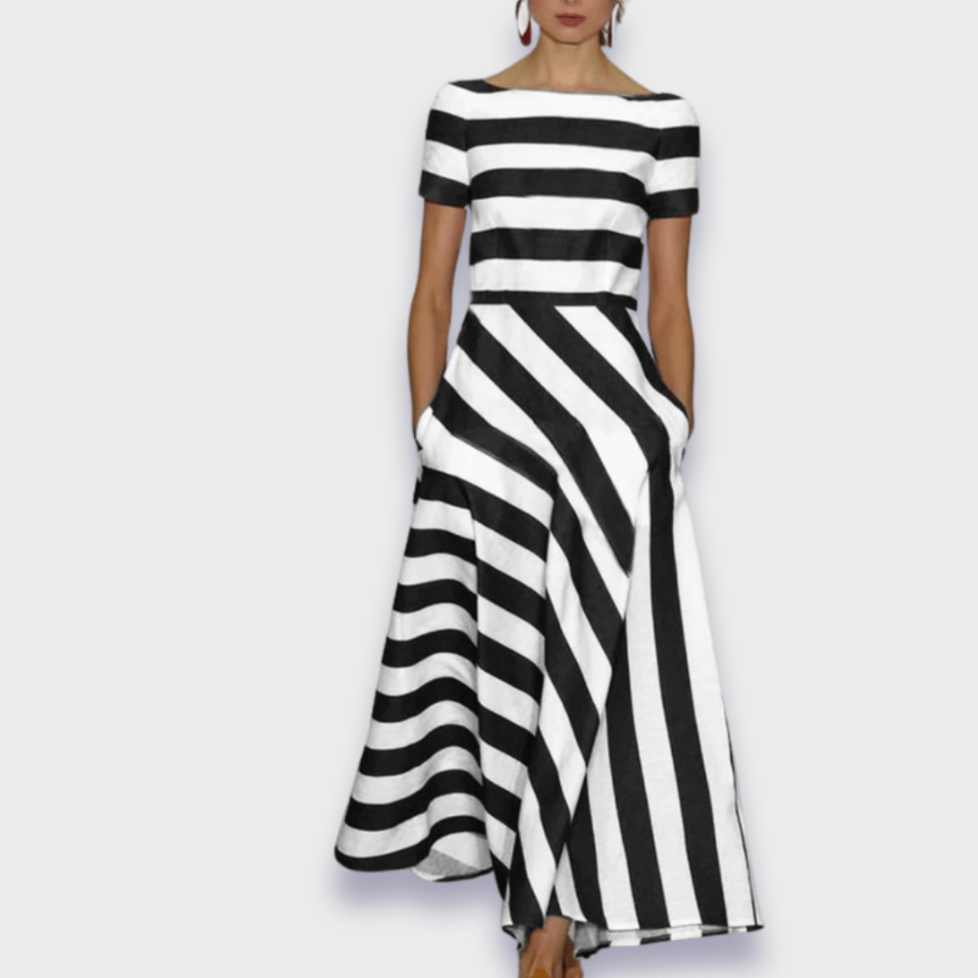 Gestreiftes A-Linien-Midikleid für Damen