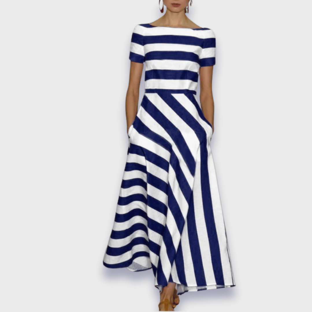Gestreiftes A-Linien-Midikleid für Damen