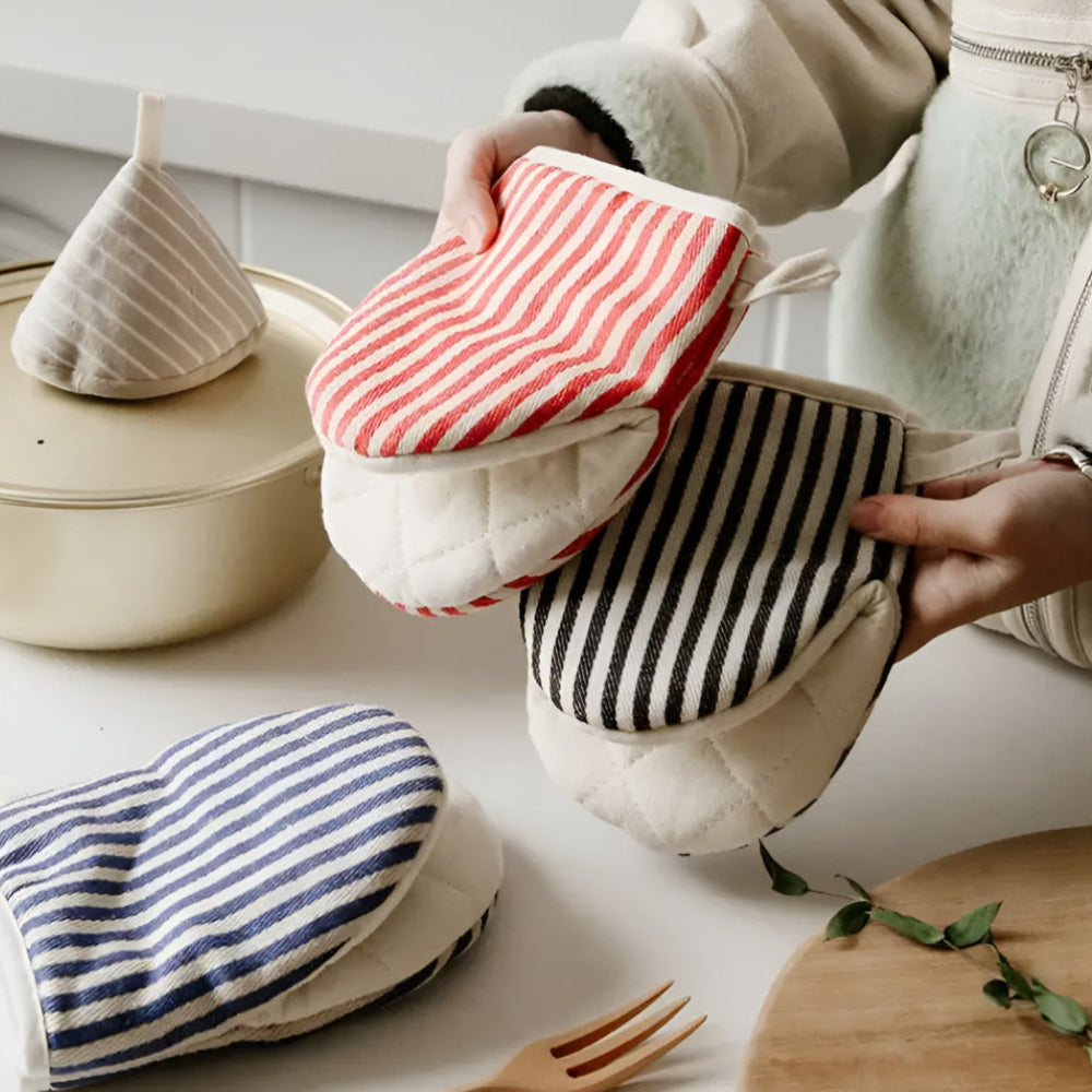 Gestreifter hitzebeständiger Küchen-Ofenhandschuh