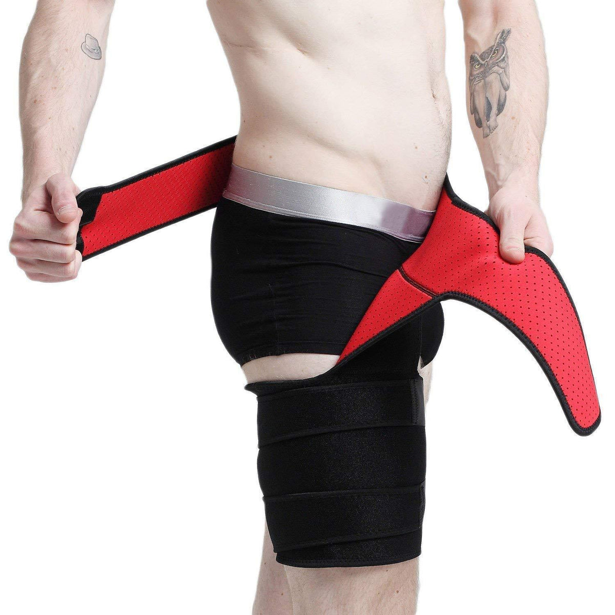 Hüftstabilisierende und leistenstützende Oberschenkelbandage