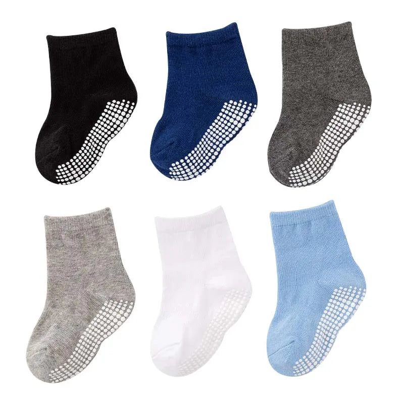 Rutschfeste Kindersocken - 6 Paar für das Spielen im Frühling und Herbst
