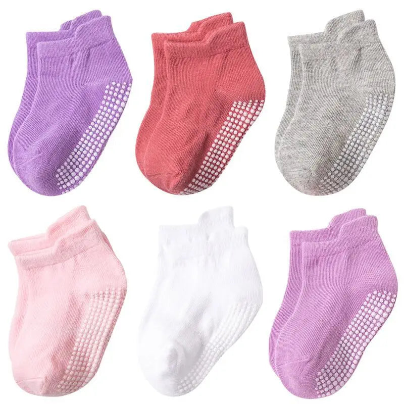 Rutschfeste Kindersocken - 6 Paar für das Spielen im Frühling und Herbst