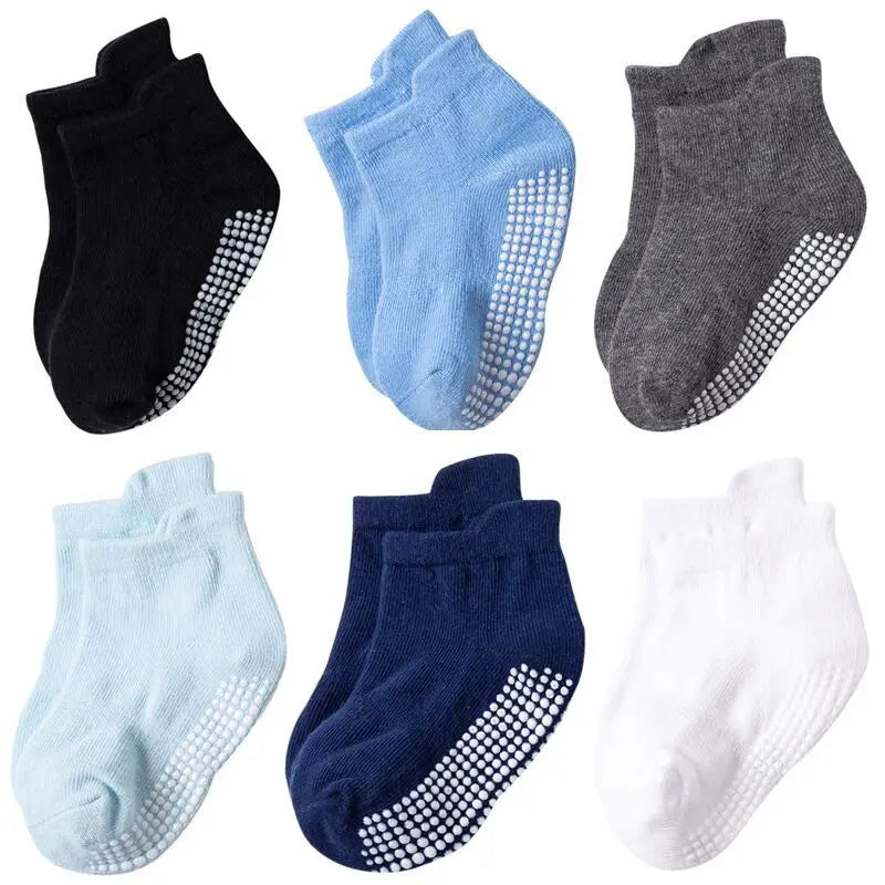 Rutschfeste Kindersocken - 6 Paar für das Spielen im Frühling und Herbst