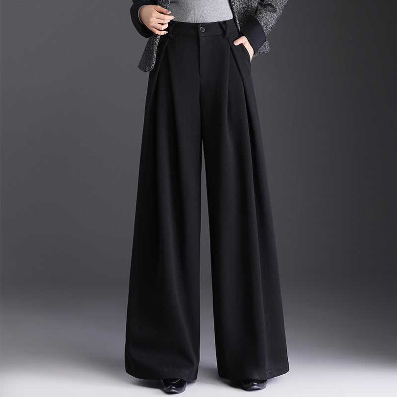 Damen-High-Waist-Hose mit weitem Bein