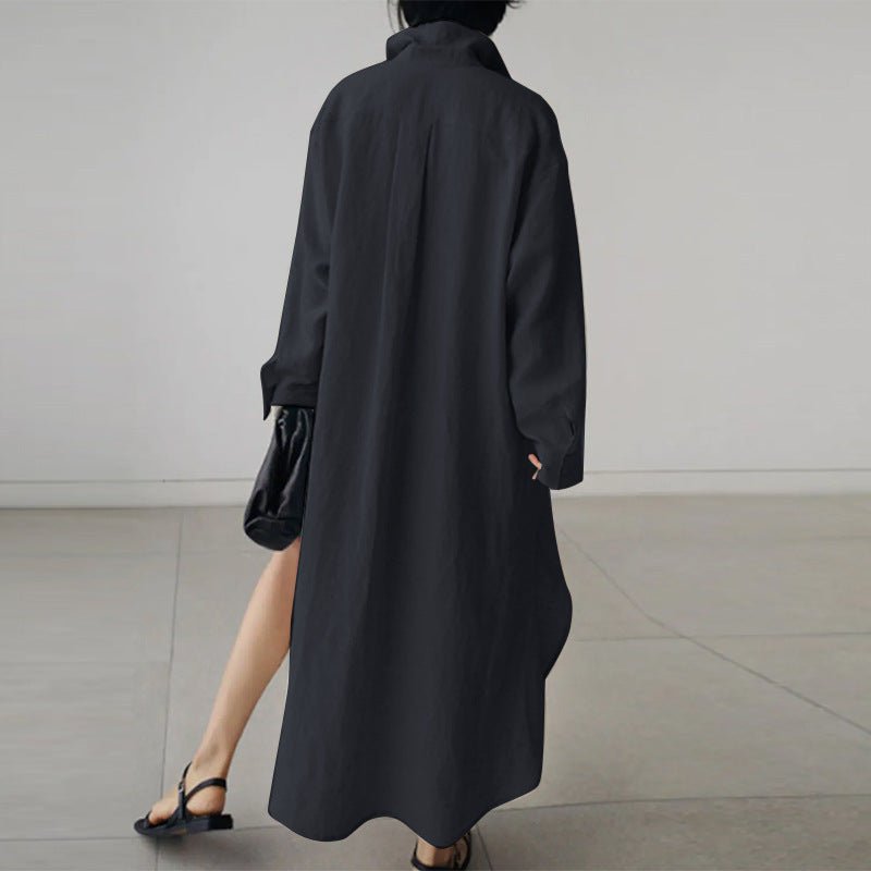 Damen-Maxi-Hemdblusenkleid mit Knöpfen