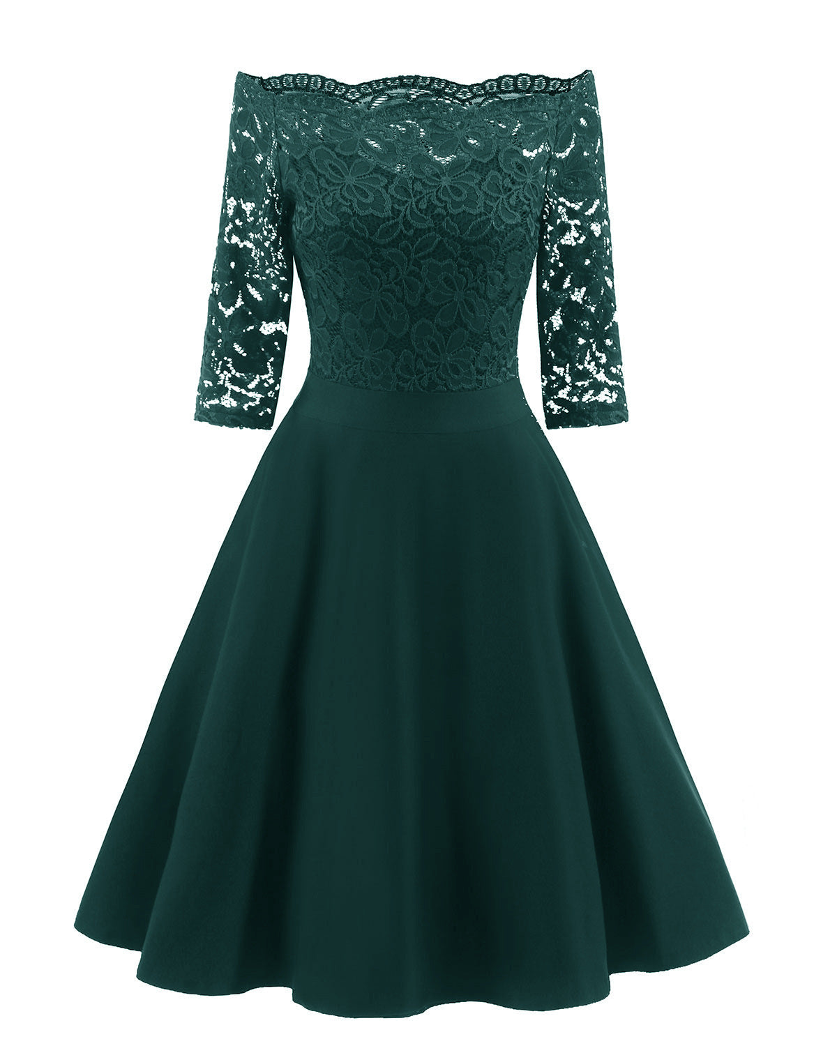 Damen-Midikleid in A-Linie mit 3/4-Ärmeln