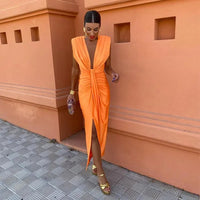 Damen-Midikleid mit V-Ausschnitt