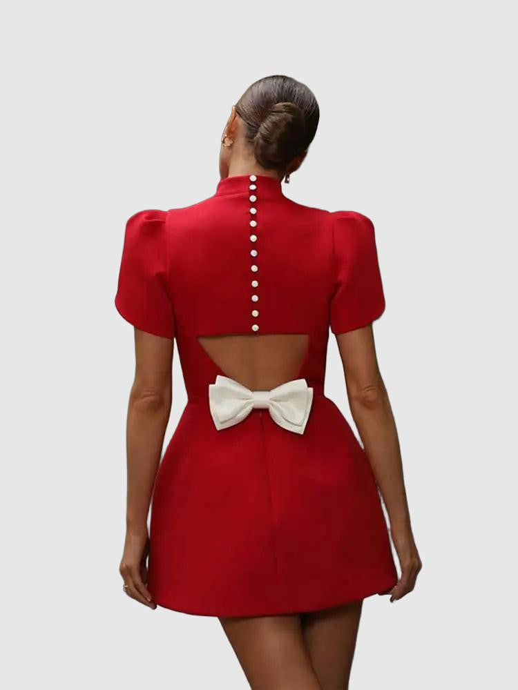 Damen-Minikleid in A-Linie mit Schleife am Rücken