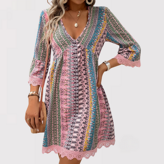 Damen-Minikleid in A-Linie mit V-Ausschnitt
