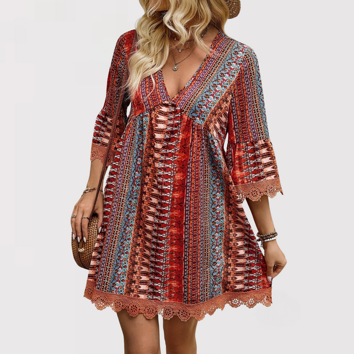 Damen-Minikleid in A-Linie mit V-Ausschnitt