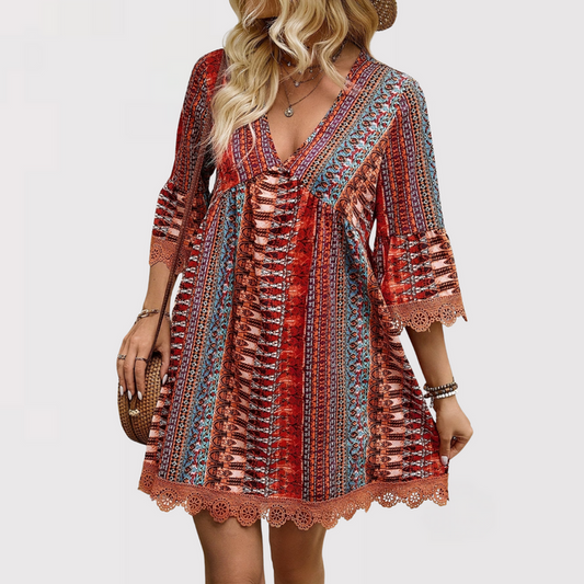 Damen-Minikleid in A-Linie mit V-Ausschnitt