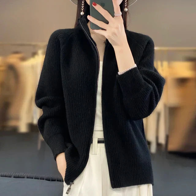 Damen-Strickjacke mit Reissverschluss