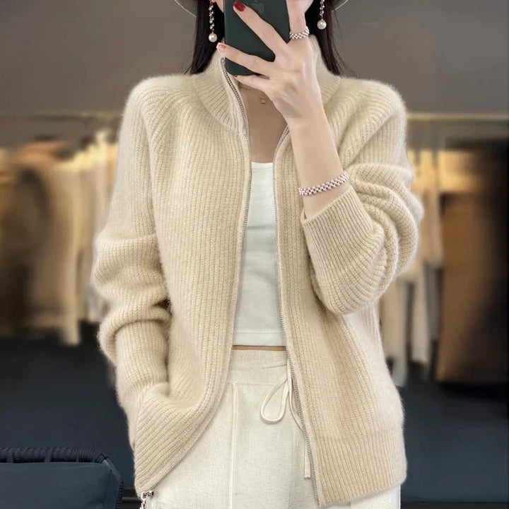 Damen-Strickjacke mit Reissverschluss