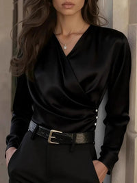 Damen-Wickelbluse mit langen Ärmeln