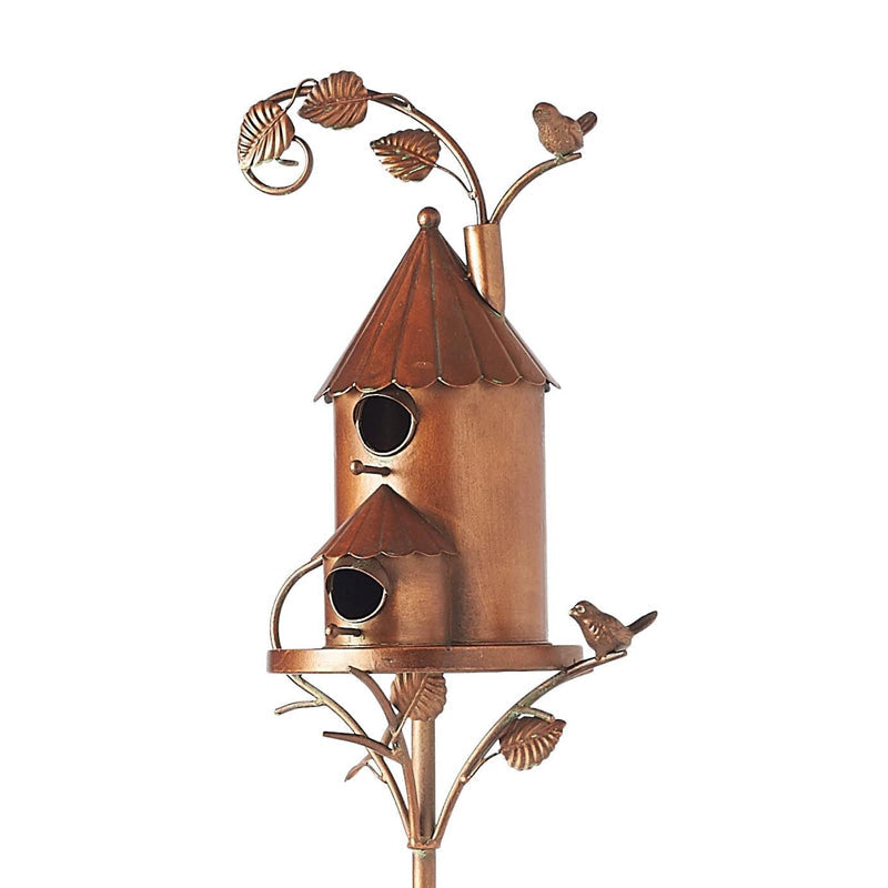 Dekoratives Vogelhaus aus Metall mit Gartenstecker für den Aussenbereich