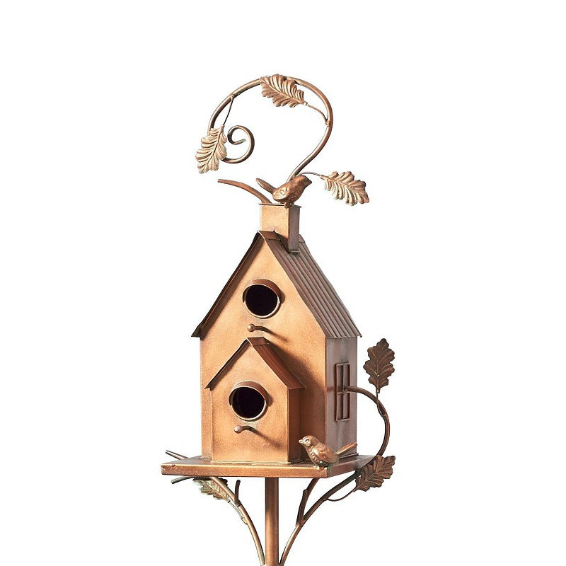 Dekoratives Vogelhaus aus Metall mit Gartenstecker für den Aussenbereich