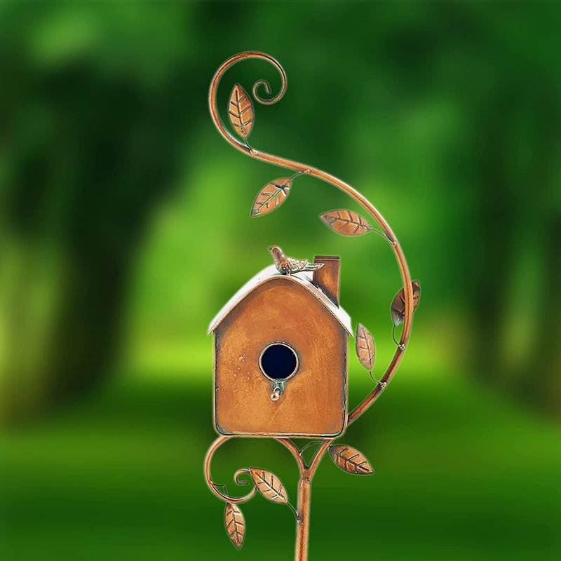 Dekoratives Vogelhaus aus Metall mit Gartenstecker für den Aussenbereich