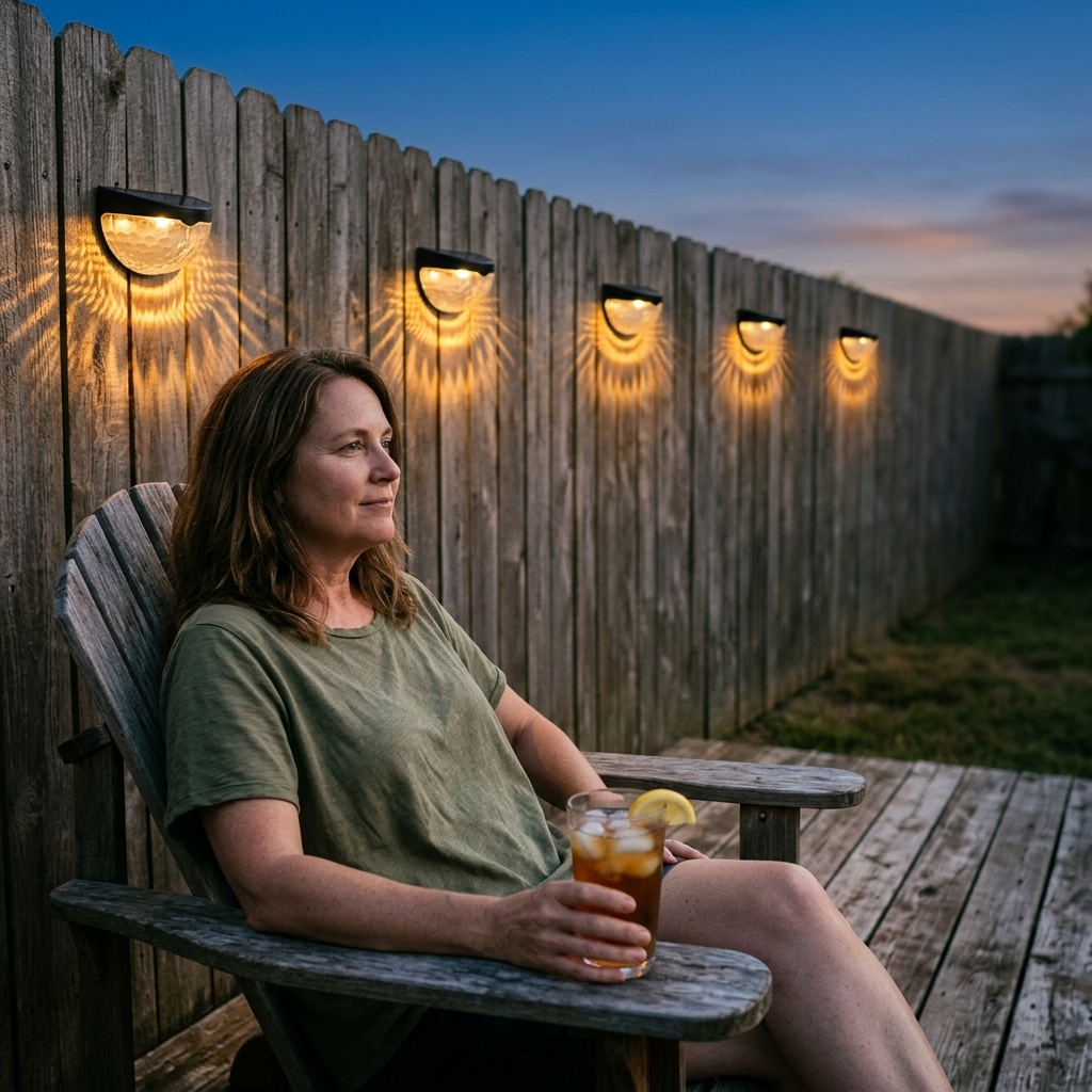 Dekorative Solar-Zaunleuchten mit warmem Licht und Muschelmuster-Lichteffekt (6er-Set)