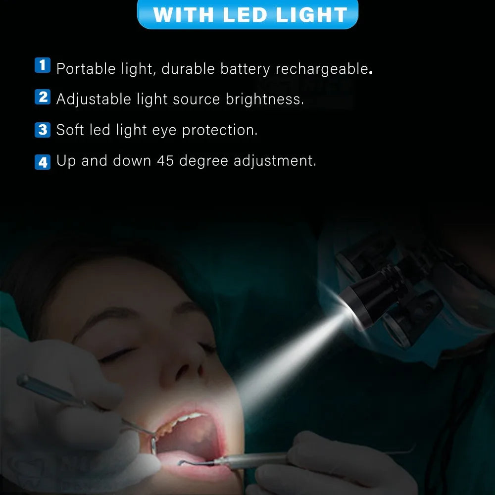 Dentallupenbrille mit LED-Licht und binokularer Vergrösserung