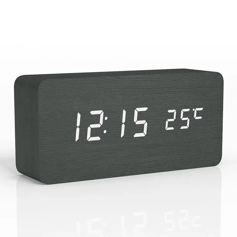 Digitaler Holz-Wecker | LED-Anzeige, leiser Betrieb