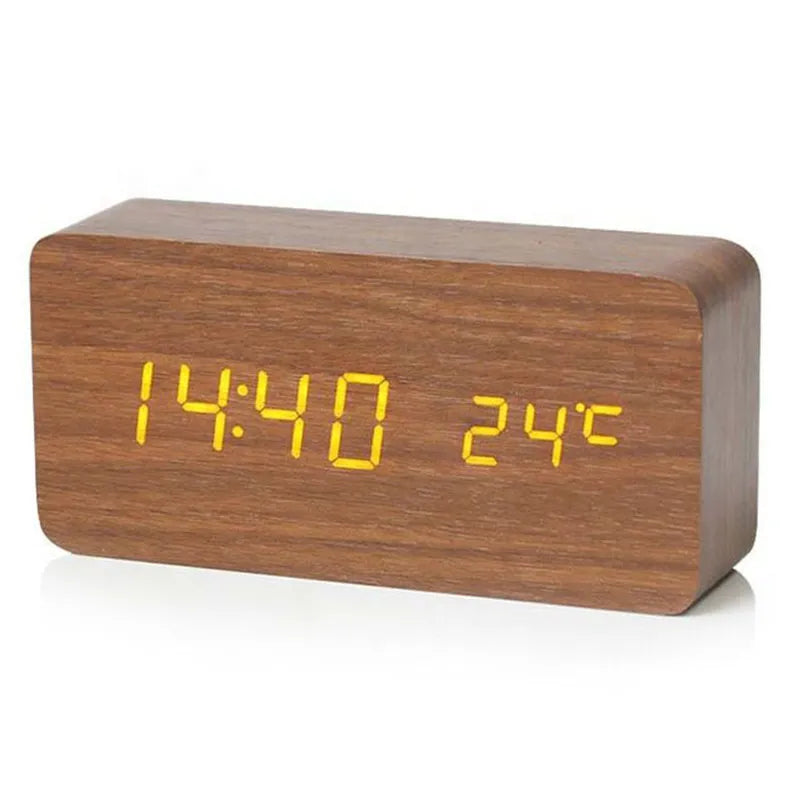 Digitaler Holz-Wecker | LED-Anzeige, leiser Betrieb