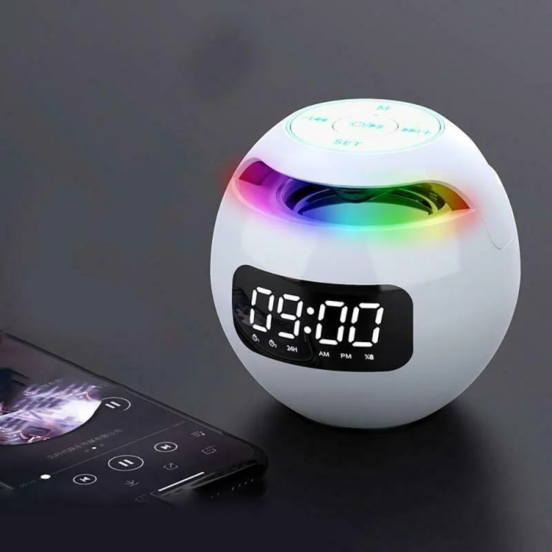 Digitaler LED-Wecker mit Bluetooth-Lautsprecher und buntem Nachtlicht – Bewegungssensor, wiederaufladbar, 5 W Audioleistung