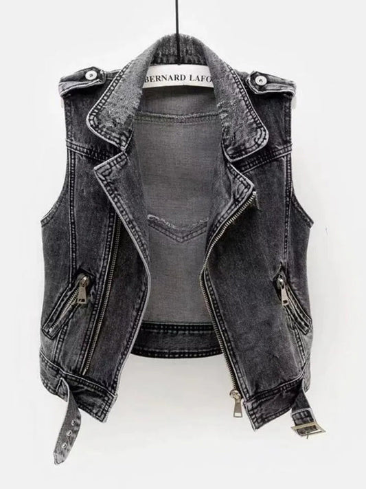 Heisse Damen-Jeans-Bikerweste