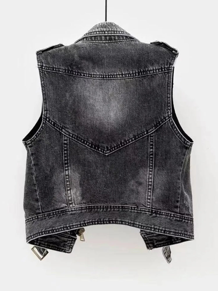 Heisse Damen-Jeans-Bikerweste