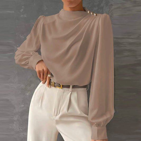 Drapierte Langarmbluse für Damen