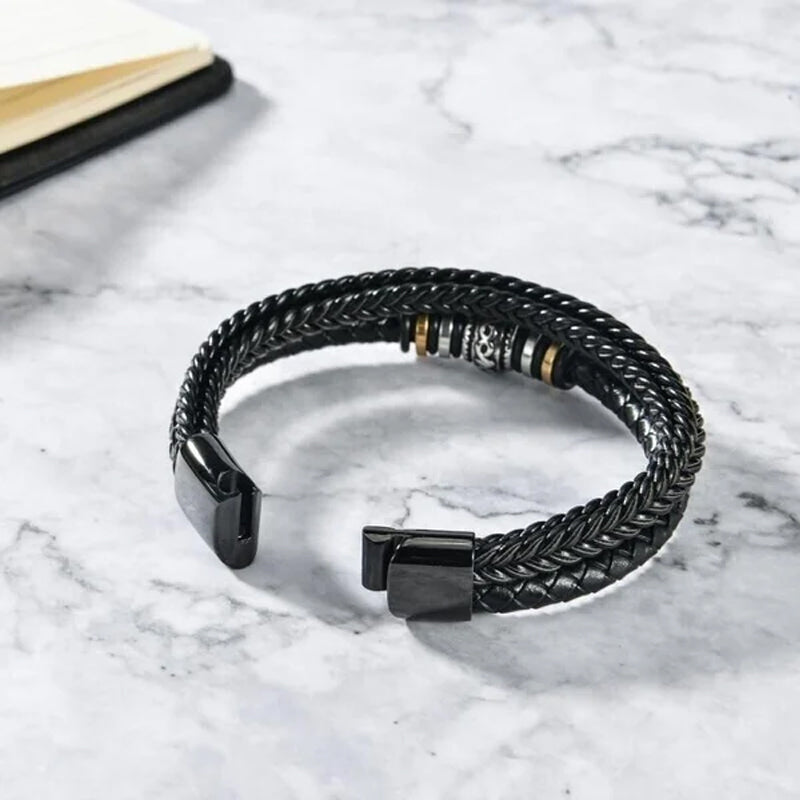 Zweireihiges schwarzes Herrenarmband