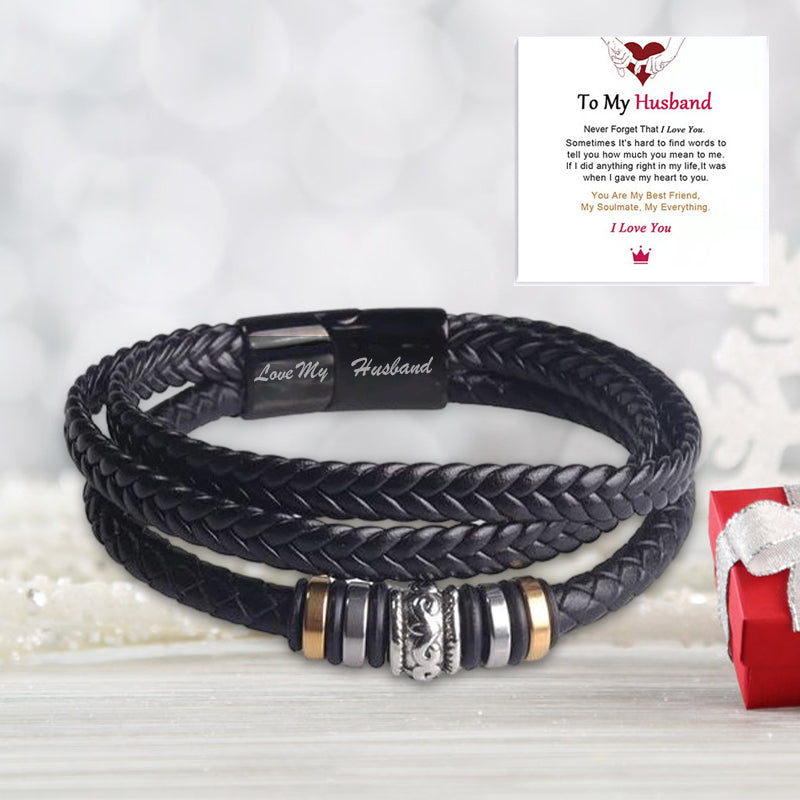 Zweireihiges schwarzes Herrenarmband