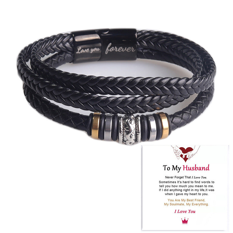 Zweireihiges schwarzes Herrenarmband