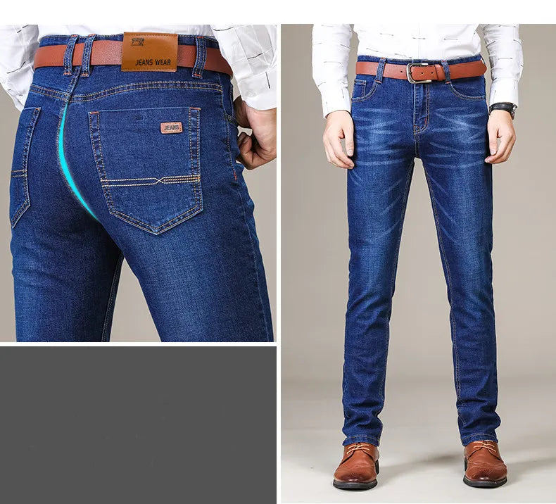 Gerade geschnittene, lockere elastische Jeans