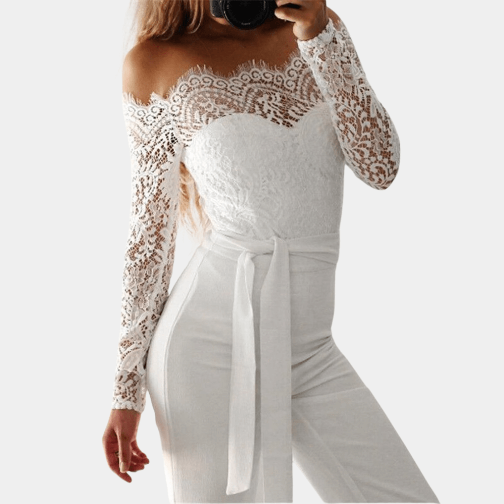 Schulterfreier Spitzen-Jumpsuit für Damen