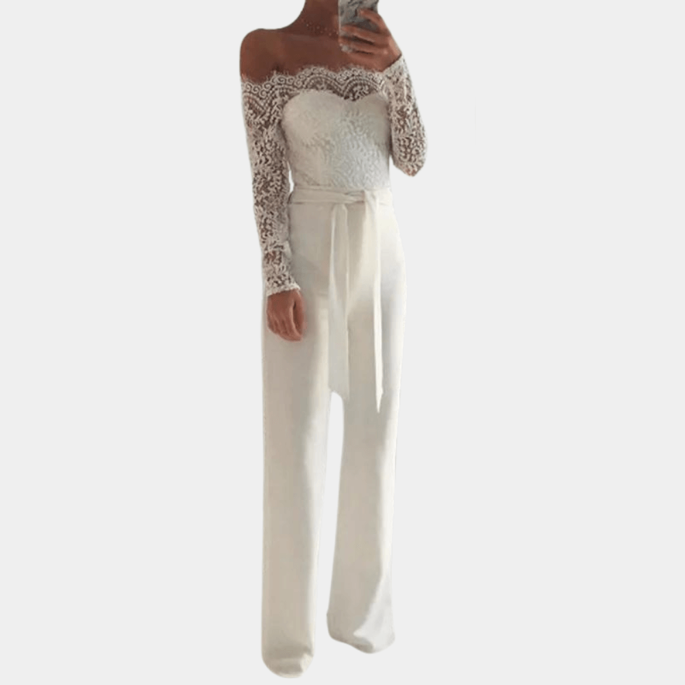 Schulterfreier Spitzen-Jumpsuit für Damen