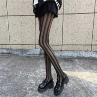 Elegante gestreifte Damenstrumpfhose – Bequeme und vielseitige Strumpfhose für jeden Anlass