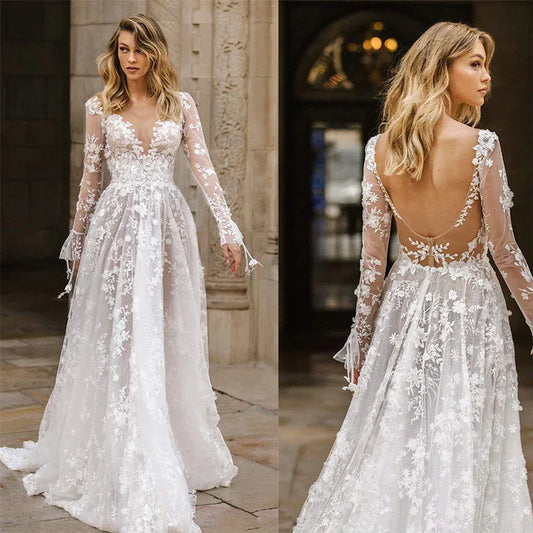 Elegantes weisses Brautkleid aus Spitze für Damen
