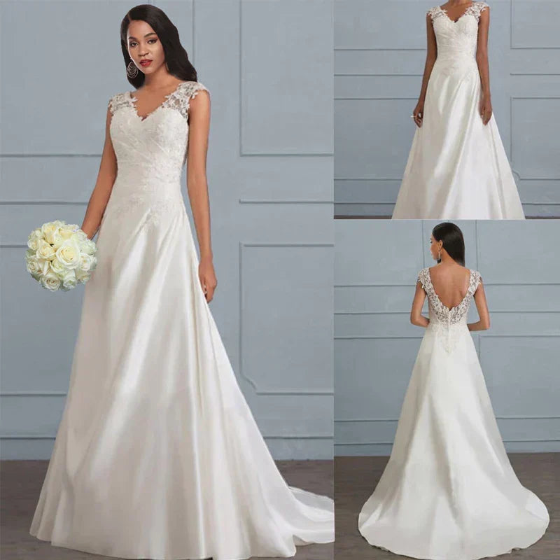 Elegantes weisses Brautkleid aus Spitze für Damen