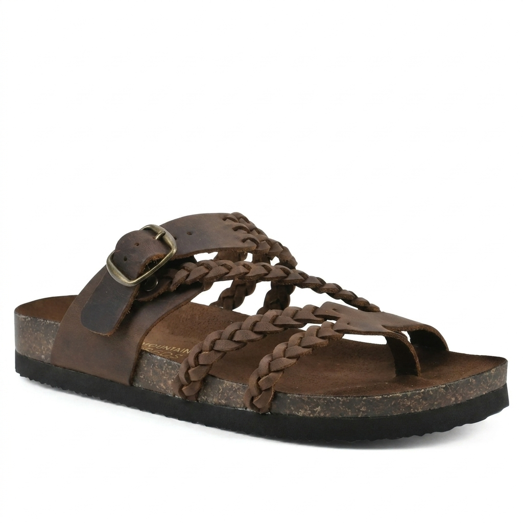 Elegante flache Damensandalen im europäischen Stil mit geflochtenen Riemen