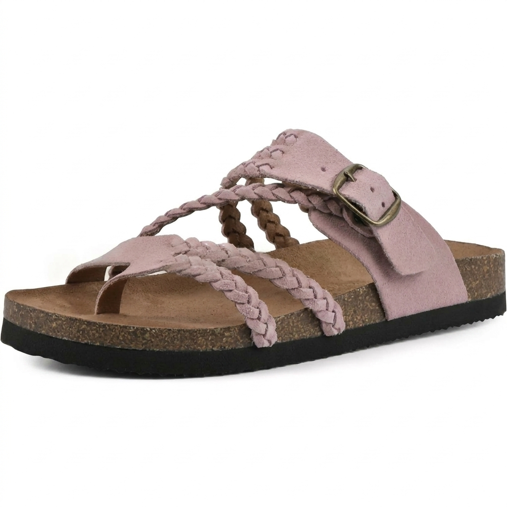 Elegante flache Damensandalen im europäischen Stil mit geflochtenen Riemen