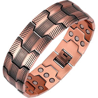 Elegantes Herrenarmband aus 99,99 % reinem Kupfer mit Magnettherapie für Energie und Wohlbefinden