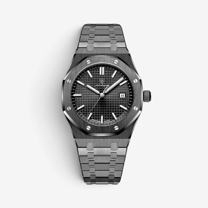Elegante Herrenarmbanduhr aus Edelstahl, 41 mm