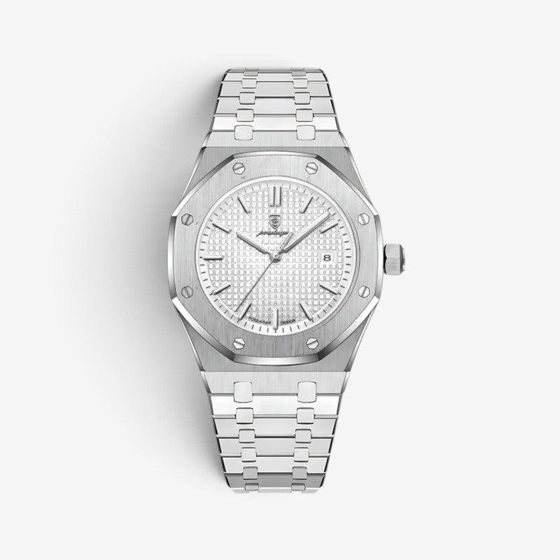 Elegante Herrenarmbanduhr aus Edelstahl, 41 mm