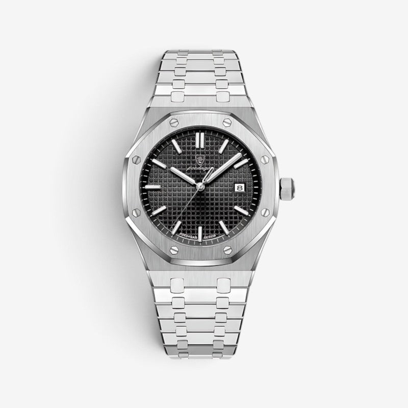 Elegante Herrenarmbanduhr aus Edelstahl, 41 mm