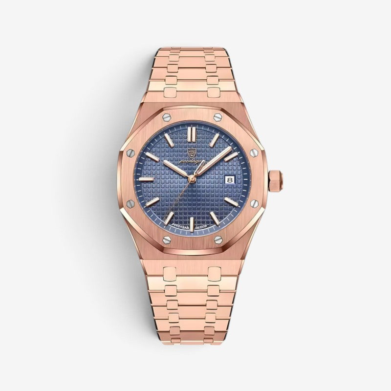 Elegante Herrenarmbanduhr aus Edelstahl, 41 mm