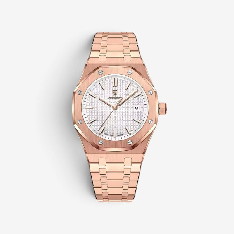 Elegante Herrenarmbanduhr aus Edelstahl, 41 mm