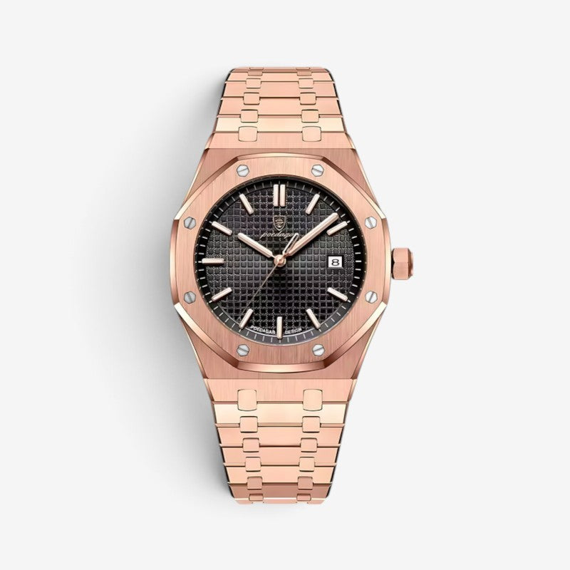 Elegante Herrenarmbanduhr aus Edelstahl, 41 mm
