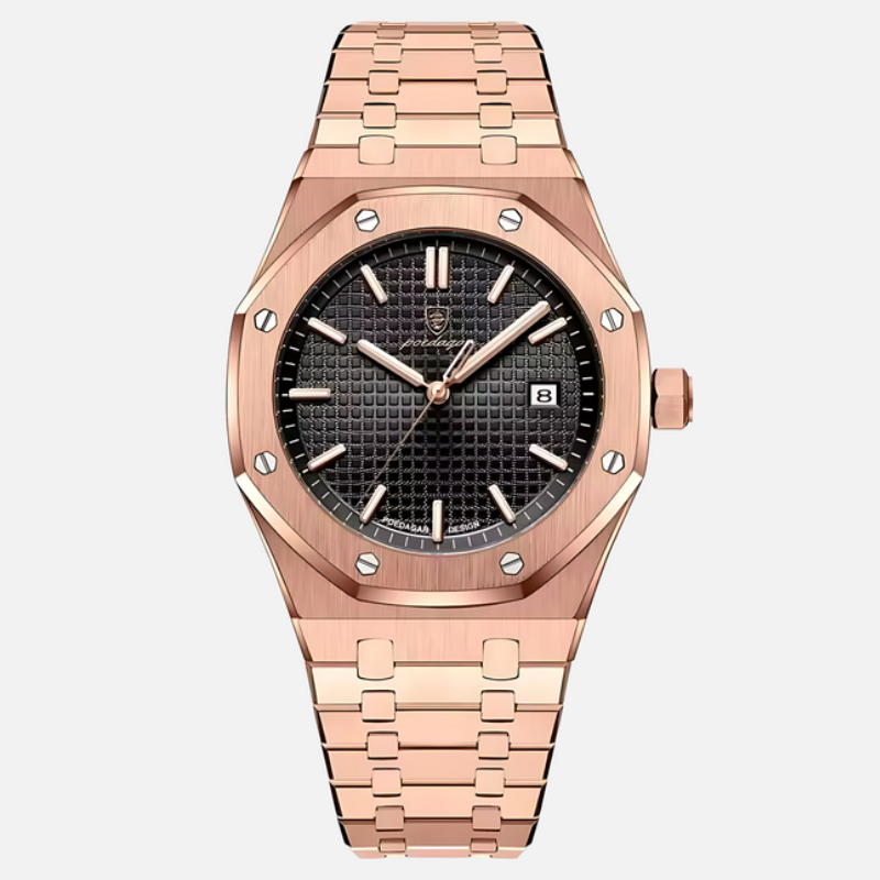 Elegante Herrenarmbanduhr aus Edelstahl, 41 mm